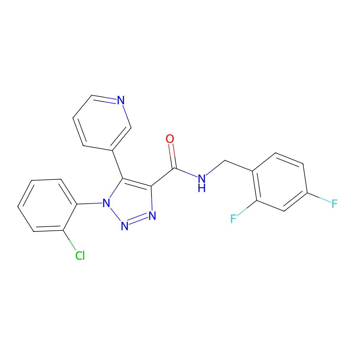 1-(2-chlorophenyl)-N-(2,4-difluorobenzyl)-5-(pyridin-3-yl)-1H-1,2,3-triazole-4-carboxamide molecular structure, CAS 1207047-77-5