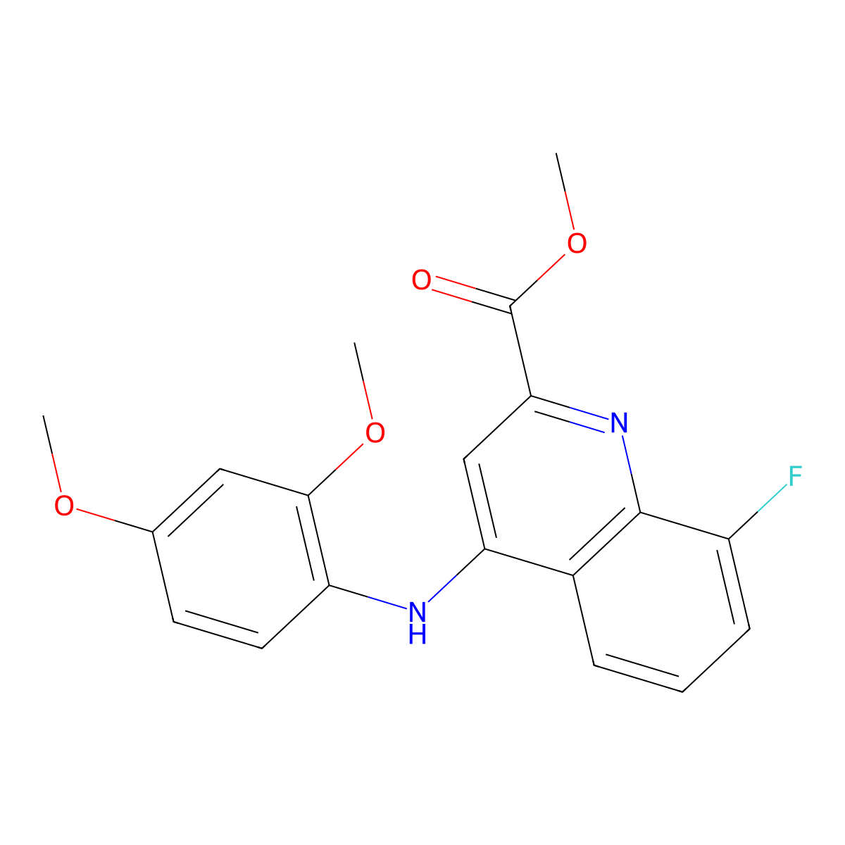 Methyl 4-[(2,4-dimethoxyphenyl)amino]-8-fluoroquinoline-2-carboxylate molecular structure, CAS 1207047-79-7
