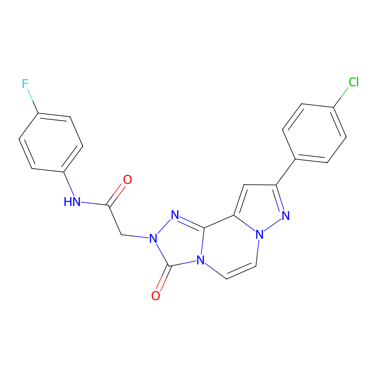 2-[11-(4-chlorophenyl)-5-oxo-3,4,6,9,10-pentaazatricyclo[7.3.0.0^{2,6}]dodeca-1(12),2,7,10-tetraen-4-yl]-N-(4-fluorophenyl)acetamide molecular structure, CAS 1207047-80-0