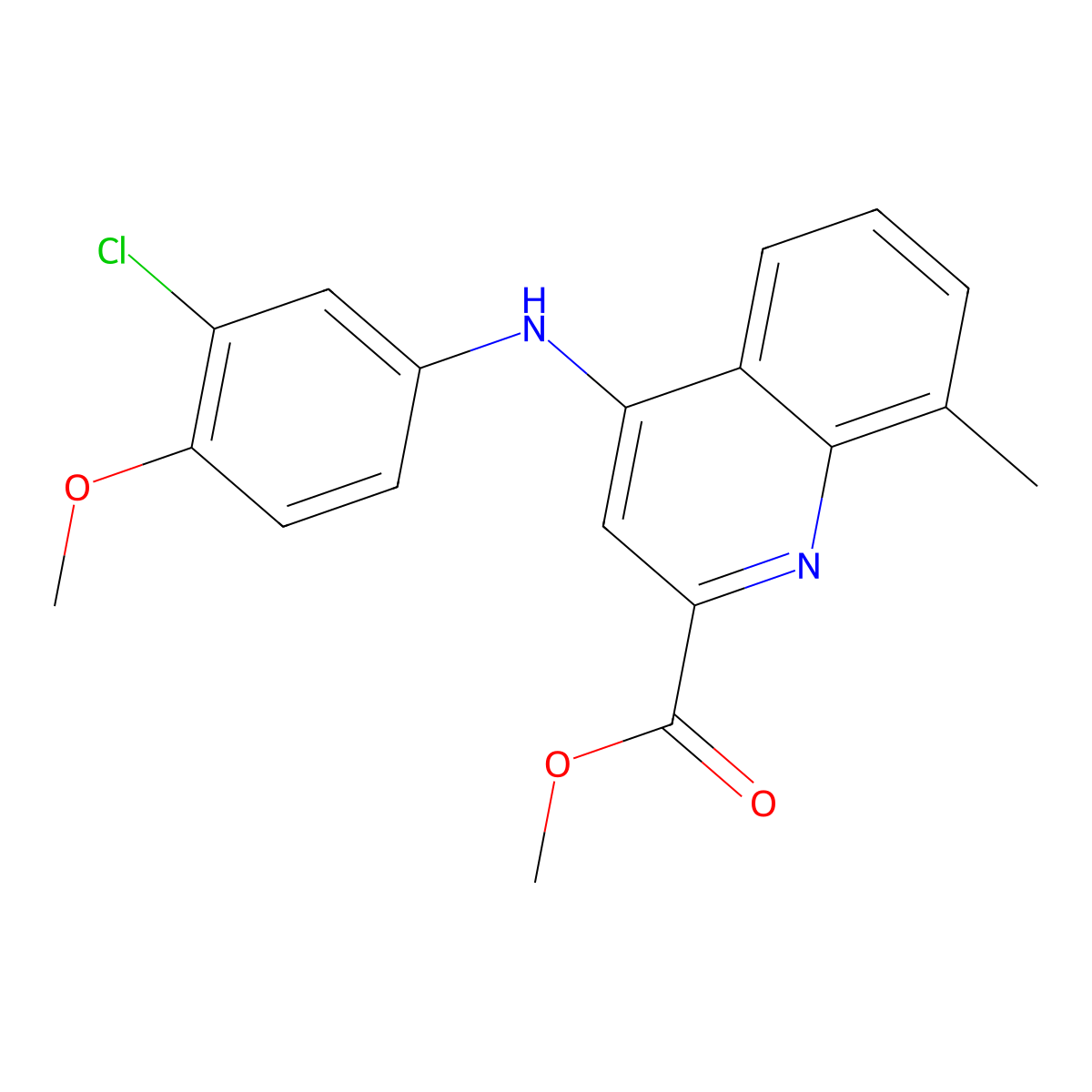 Methyl 4-[(3-chloro-4-methoxyphenyl)amino]-8-methylquinoline-2-carboxylate molecular structure, CAS 1207047-82-2