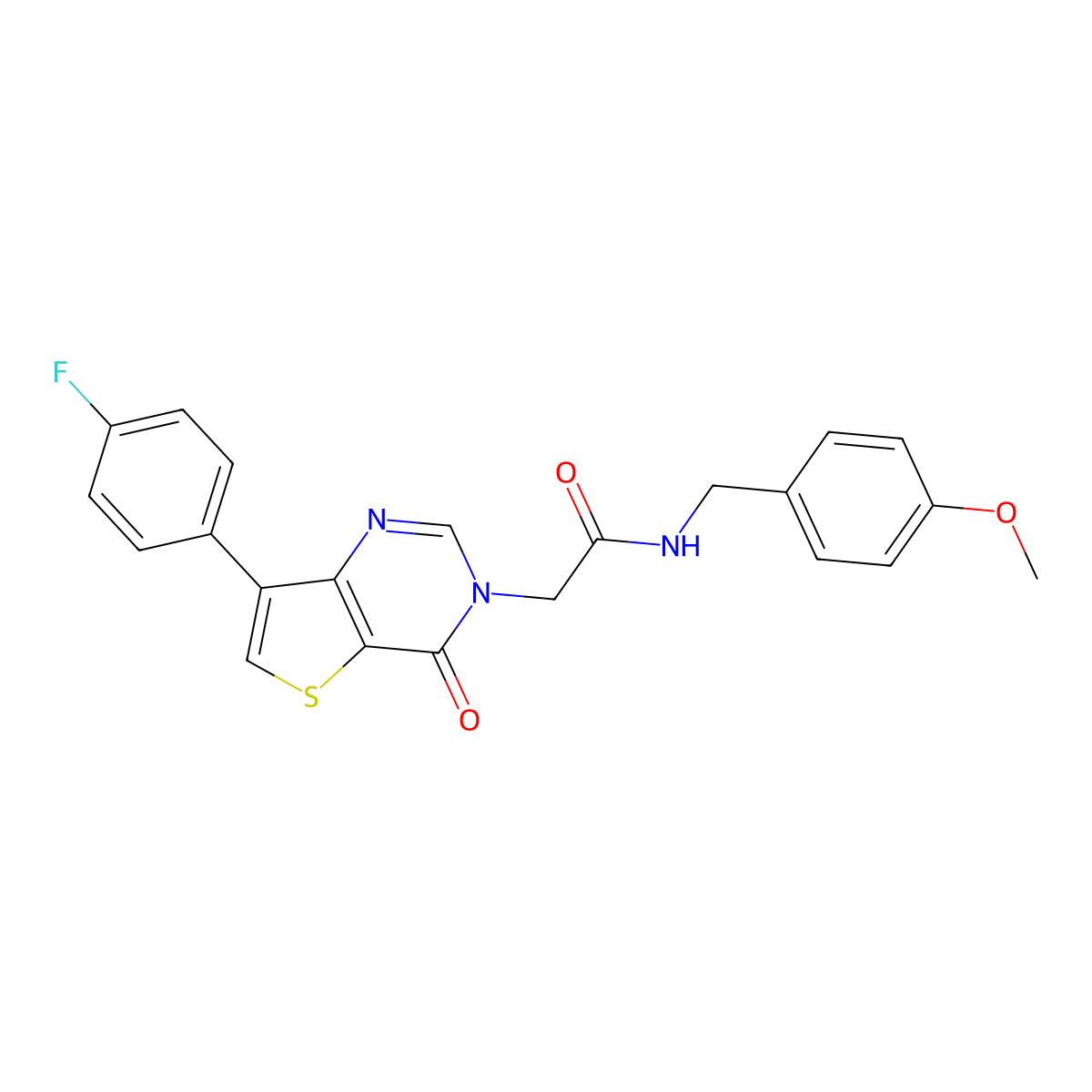 2-[7-(4-fluorophenyl)-4-oxothieno[3,2-d]pyrimidin-3(4H)-yl]-N-(4-methoxybenzyl)acetamide molecular structure, CAS 1207047-83-3