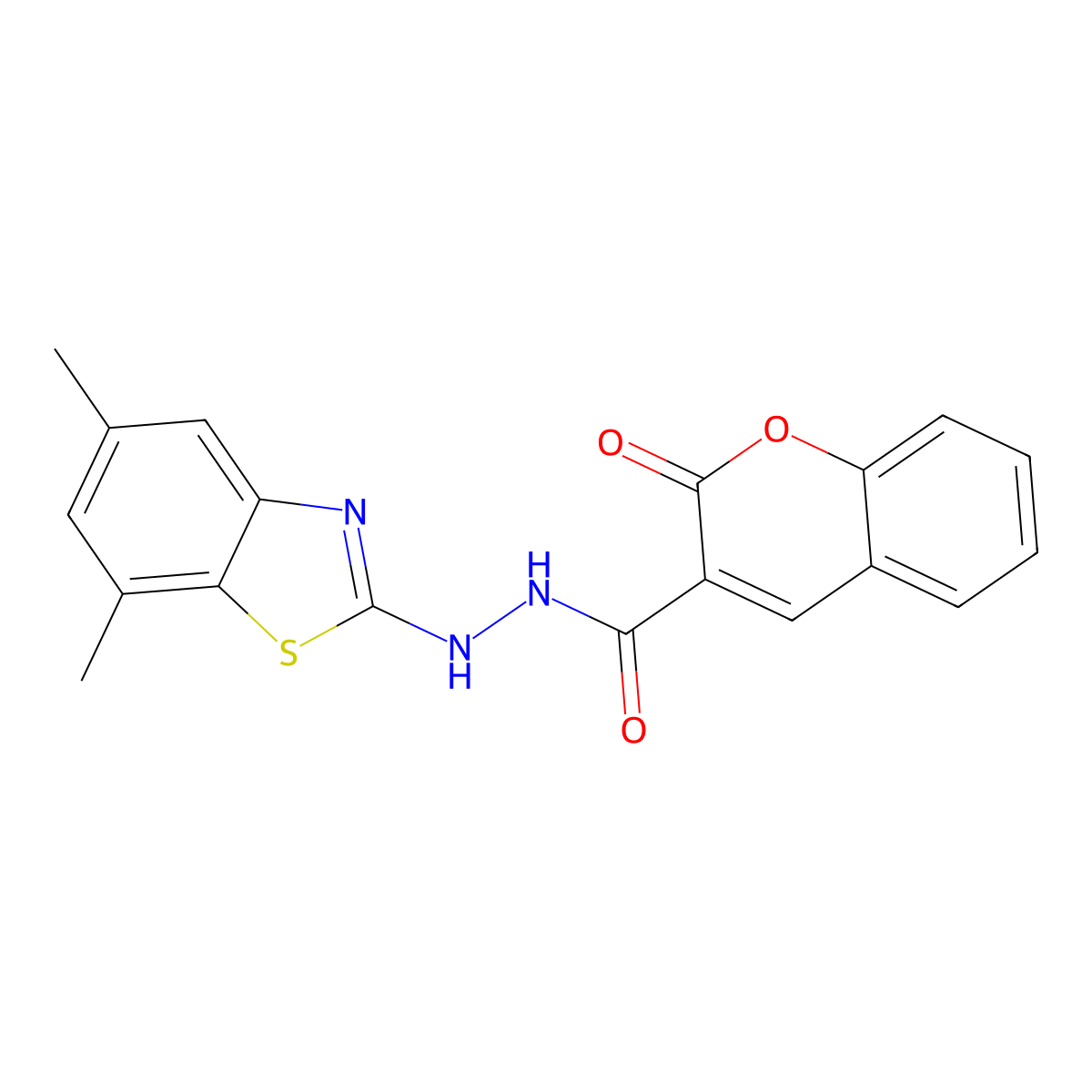 N'-(5,7-dimethylbenzo[d]thiazol-2-yl)-2-oxo-2H-chromene-3-carbohydrazide molecular structure, CAS 1207047-84-4