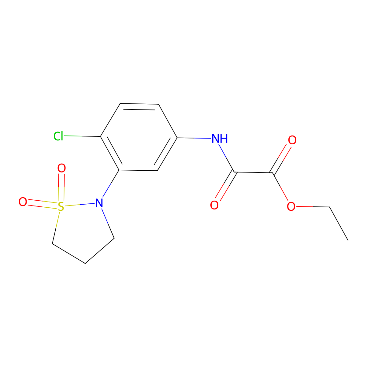 Ethyl 2-((4-chloro-3-(1,1-dioxidoisothiazolidin-2-yl)phenyl)amino)-2-oxoacetate molecular structure, CAS 1207047-85-5