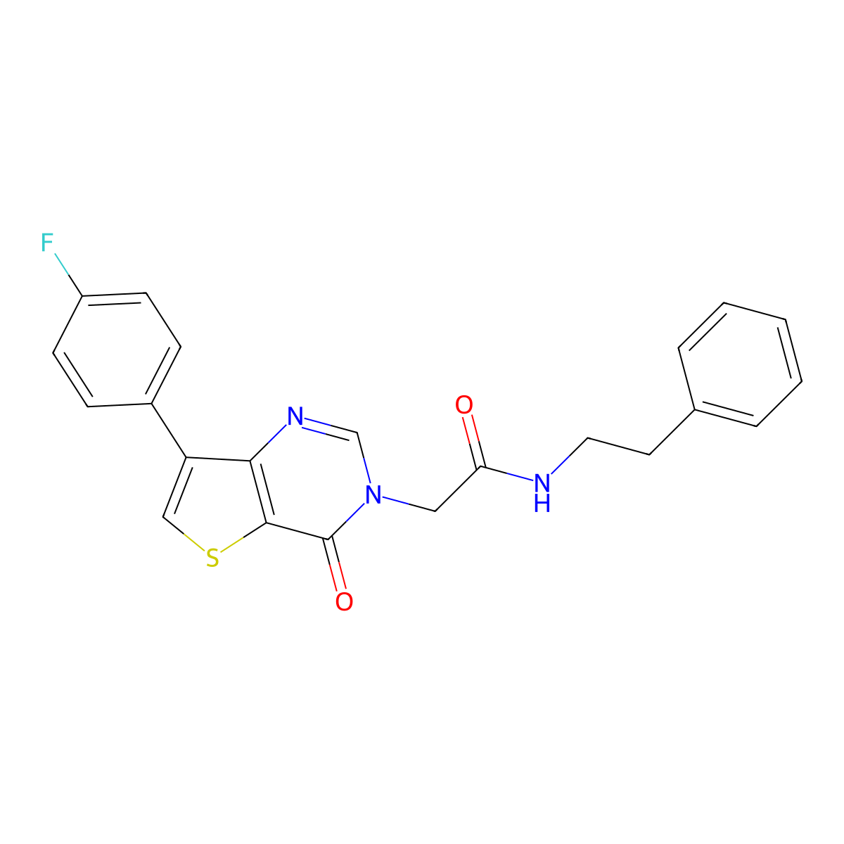 2-[7-(4-fluorophenyl)-4-oxothieno[3,2-d]pyrimidin-3(4H)-yl]-N-(2-phenylethyl)acetamide molecular structure, CAS 1207047-92-4
