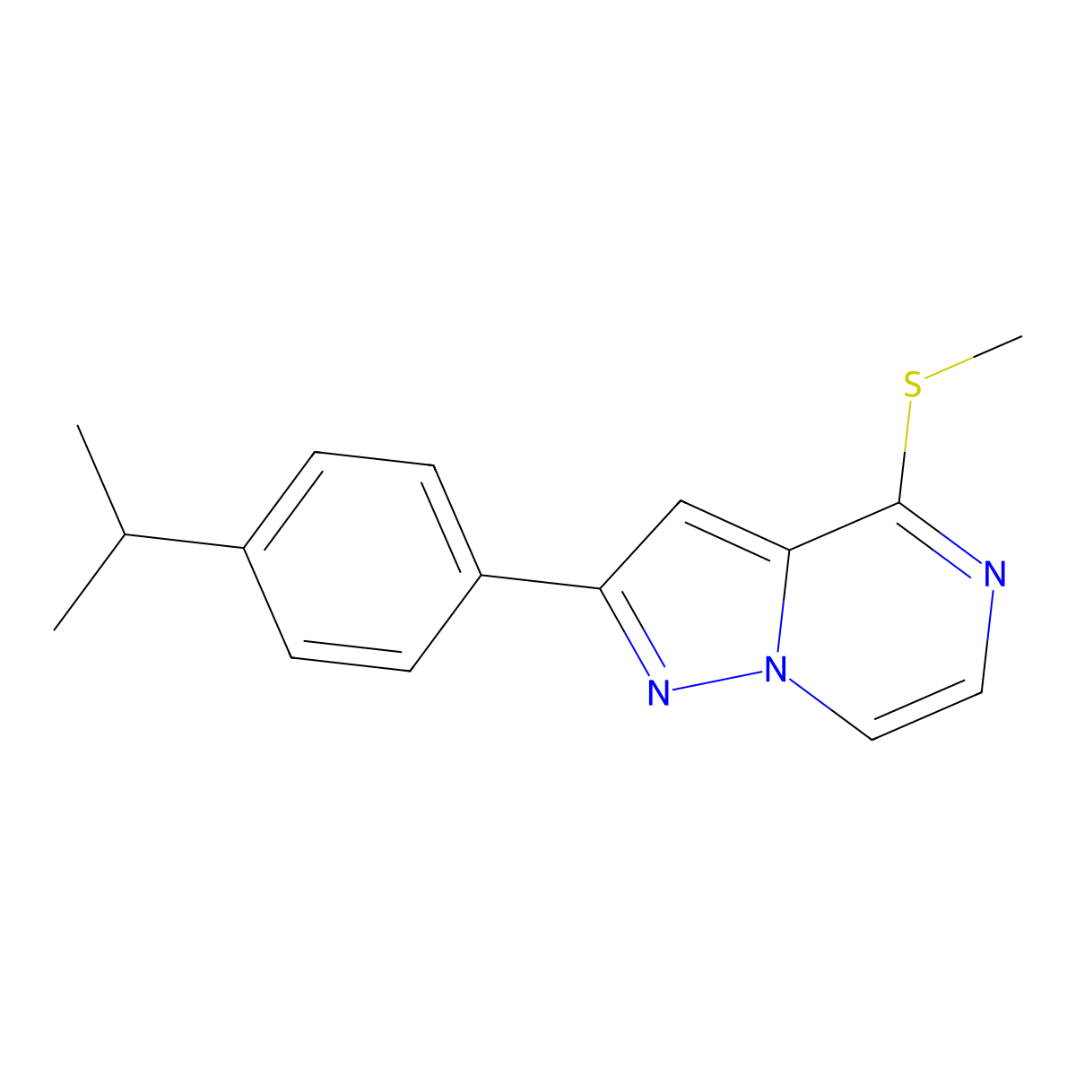2-(4-Isopropylphenyl)-4-(methylthio)pyrazolo[1,5-a]pyrazine molecular structure, CAS 1207047-94-6
