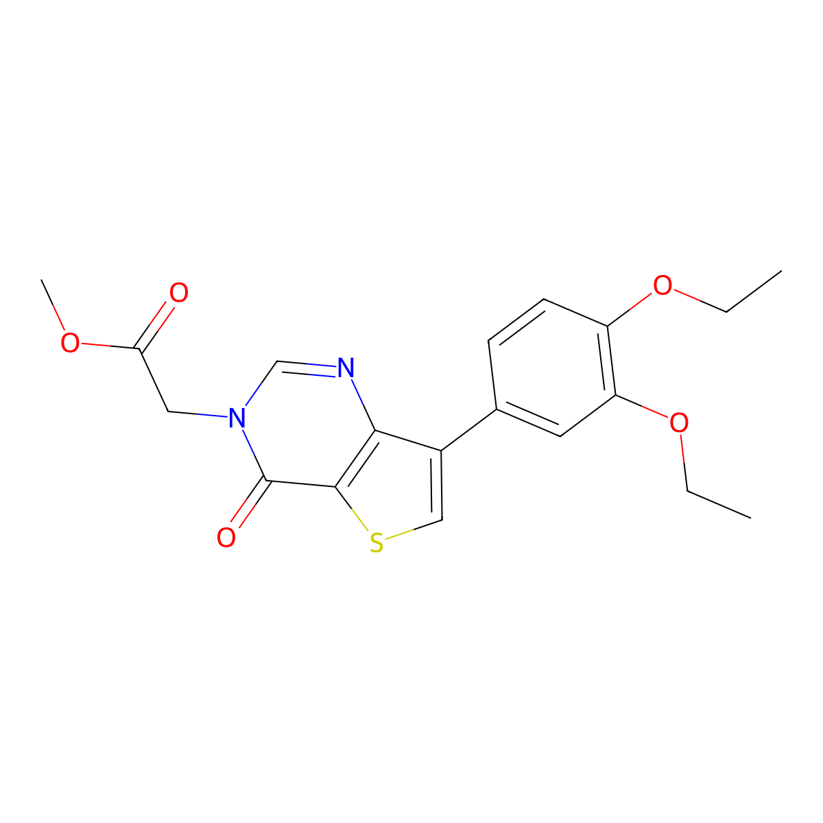methyl [7-(3,4-diethoxyphenyl)-4-oxothieno[3,2-d]pyrimidin-3(4H)-yl]acetate molecular structure, CAS 1207047-99-1