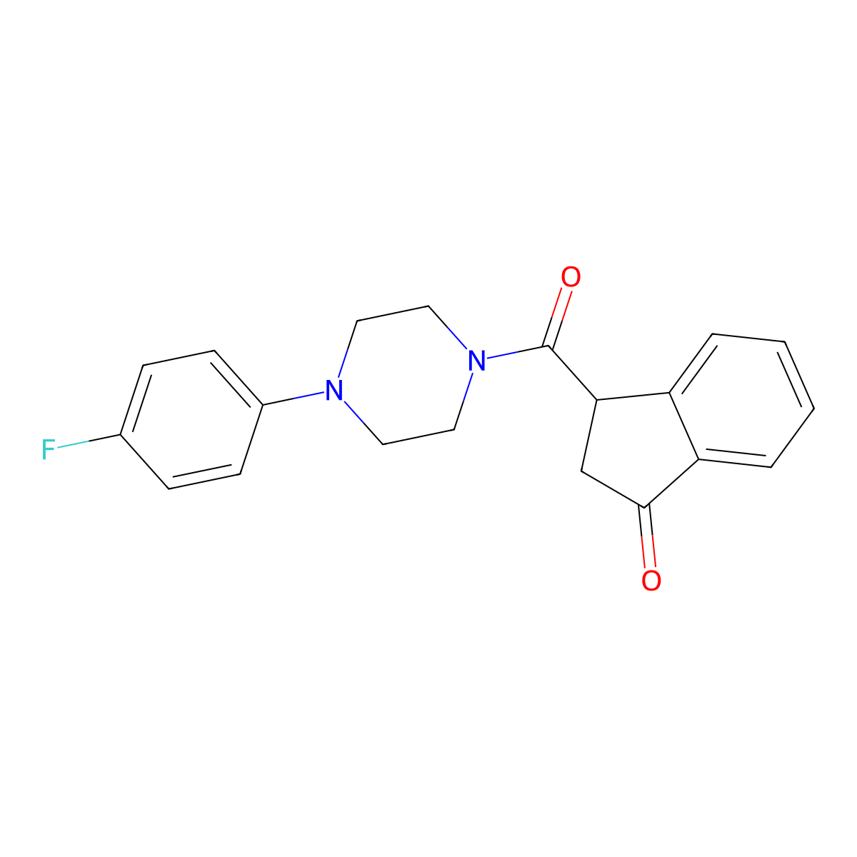 3-(4-(4-fluorophenyl)piperazine-1-carbonyl)-2,3-dihydro-1H-inden-1-one molecular structure, CAS 1207048-04-1
