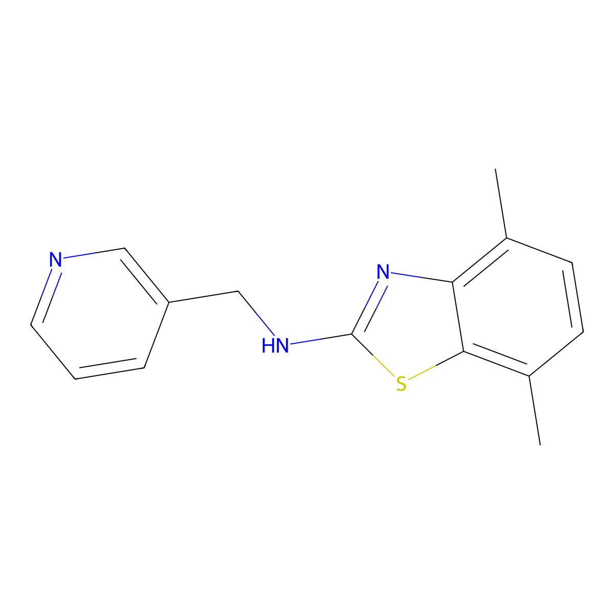 4,7-dimethyl-N-(pyridin-3-ylmethyl)benzo[d]thiazol-2-amine molecular structure, CAS 1207048-10-9