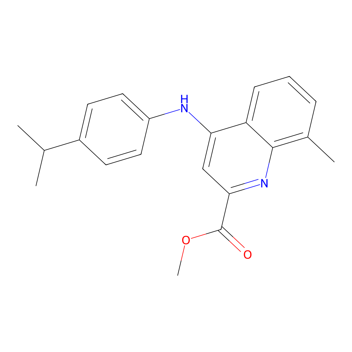 Methyl 8-methyl-4-{[4-(propan-2-yl)phenyl]amino}quinoline-2-carboxylate molecular structure, CAS 1207048-11-0