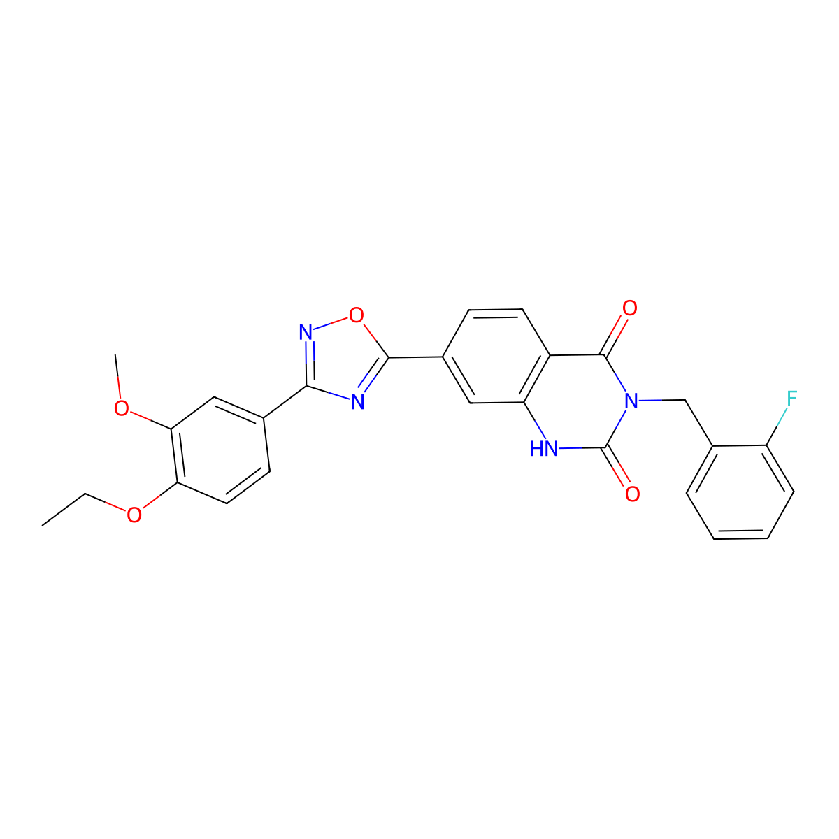 7-(3-(4-ethoxy-3-methoxyphenyl)-1,2,4-oxadiazol-5-yl)-3-(2-fluorobenzyl)quinazoline-2,4(1H,3H)-dione molecular structure, CAS 1207048-17-6