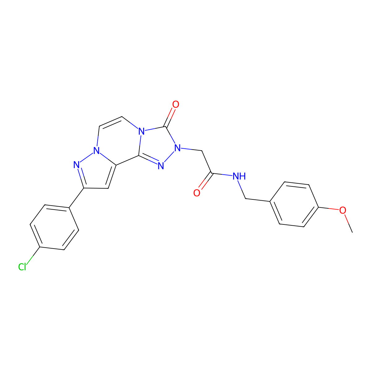 2-[11-(4-chlorophenyl)-5-oxo-3,4,6,9,10-pentaazatricyclo[7.3.0.0^{2,6}]dodeca-1(12),2,7,10-tetraen-4-yl]-N-[(4-methoxyphenyl)methyl]acetamide molecular structure, CAS 1207048-18-7