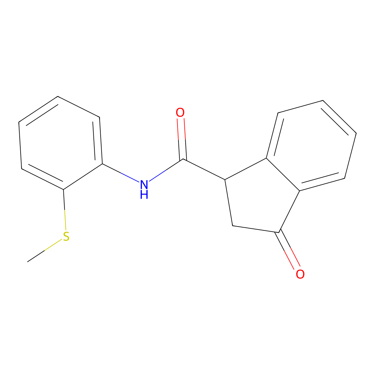 N-(2-(methylthio)phenyl)-3-oxo-2,3-dihydro-1H-indene-1-carboxamide molecular structure, CAS 1207048-22-3
