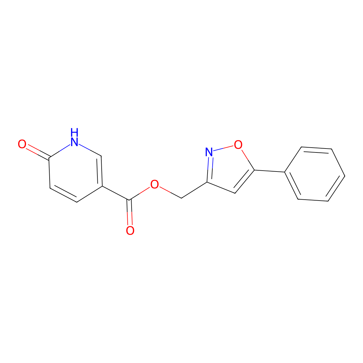 (5-Phenylisoxazol-3-yl)methyl 6-oxo-1,6-dihydropyridine-3-carboxylate molecular structure, CAS 1207048-25-6