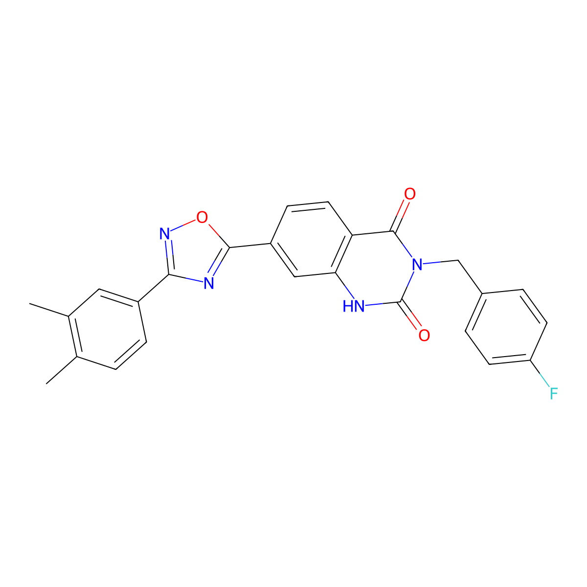 7-[3-(3,4-Dimethylphenyl)-1,2,4-oxadiazol-5-yl]-3-[(4-fluorophenyl)methyl]-1,2,3,4-tetrahydroquinazoline-2,4-dione molecular structure, CAS 1207048-35-8