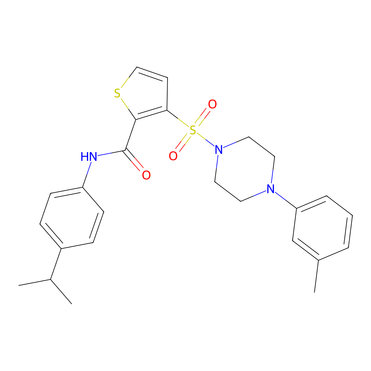 3-{[4-(3-methylphenyl)piperazin-1-yl]sulfonyl}-N-[4-(propan-2-yl)phenyl]thiophene-2-carboxamide molecular structure, CAS 1207048-36-9