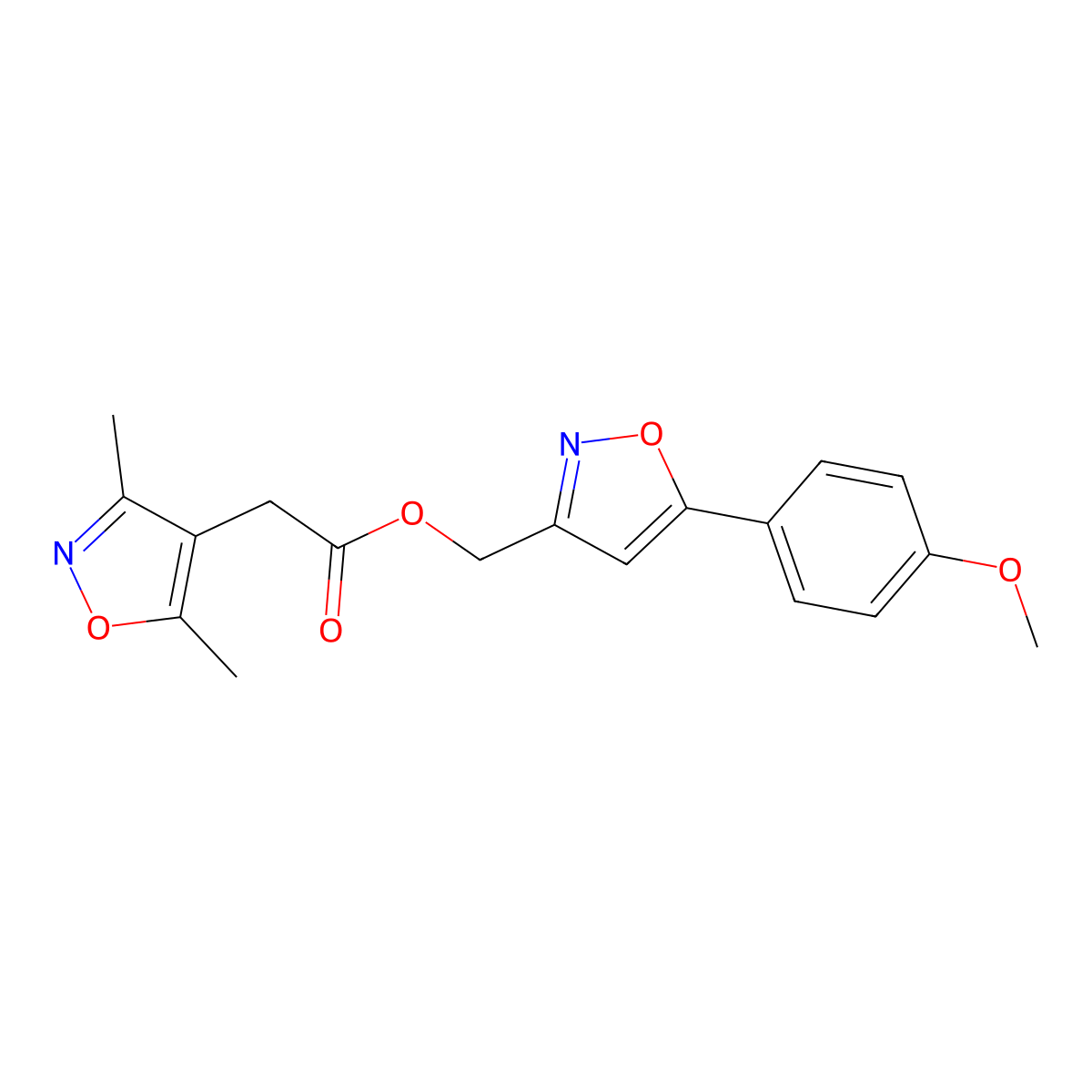 (5-(4-Methoxyphenyl)isoxazol-3-yl)methyl 2-(3,5-dimethylisoxazol-4-yl)acetate molecular structure, CAS 1207048-37-0