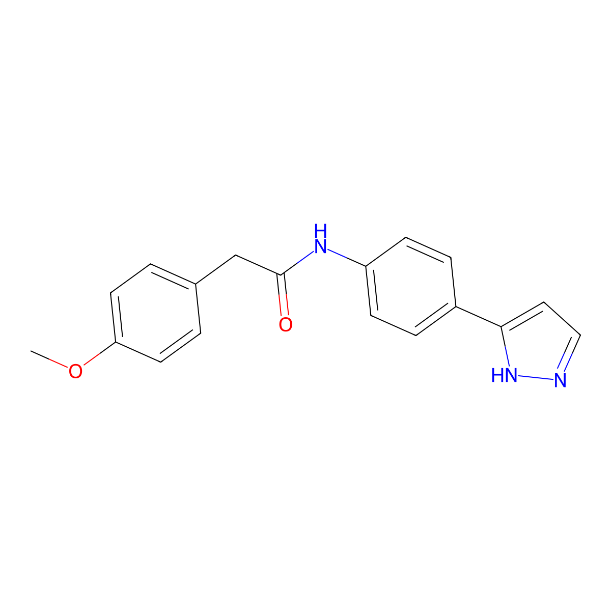 2-(4-methoxyphenyl)-N-[4-(1H-pyrazol-3-yl)phenyl]acetamide molecular structure, CAS 1207048-38-1
