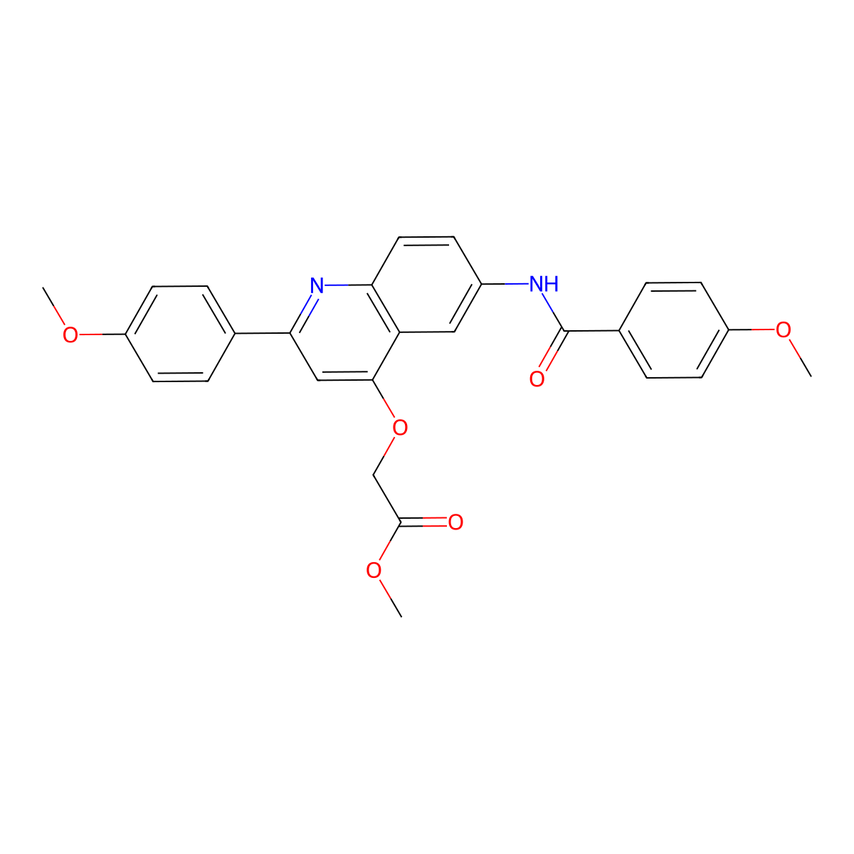 Methyl 2-{[6-(4-methoxybenzamido)-2-(4-methoxyphenyl)quinolin-4-yl]oxy}acetate molecular structure, CAS 1207048-41-6