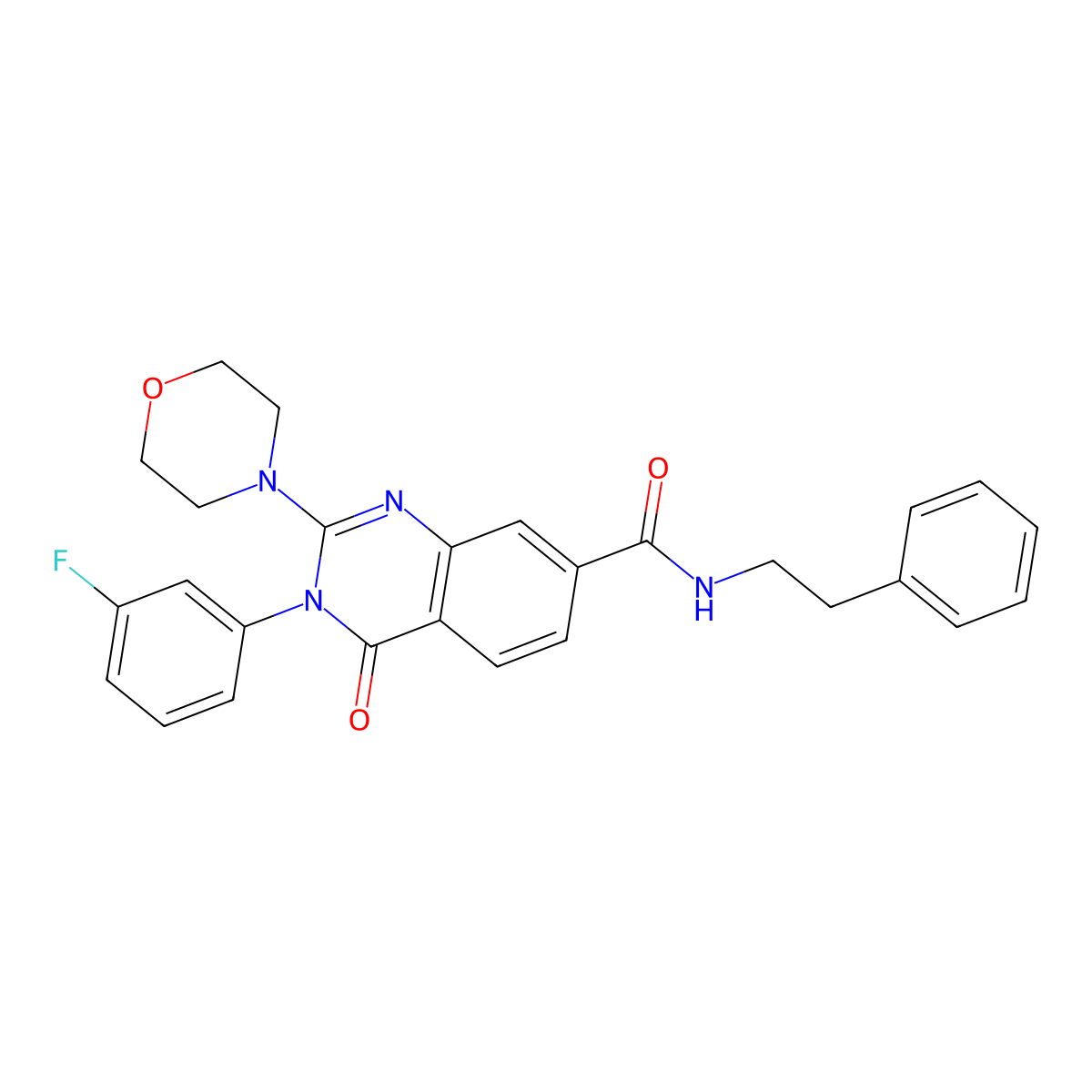 3-(3-fluorophenyl)-2-morpholino-4-oxo-N-phenethyl-3,4-dihydroquinazoline-7-carboxamide molecular structure, CAS 1207048-43-8