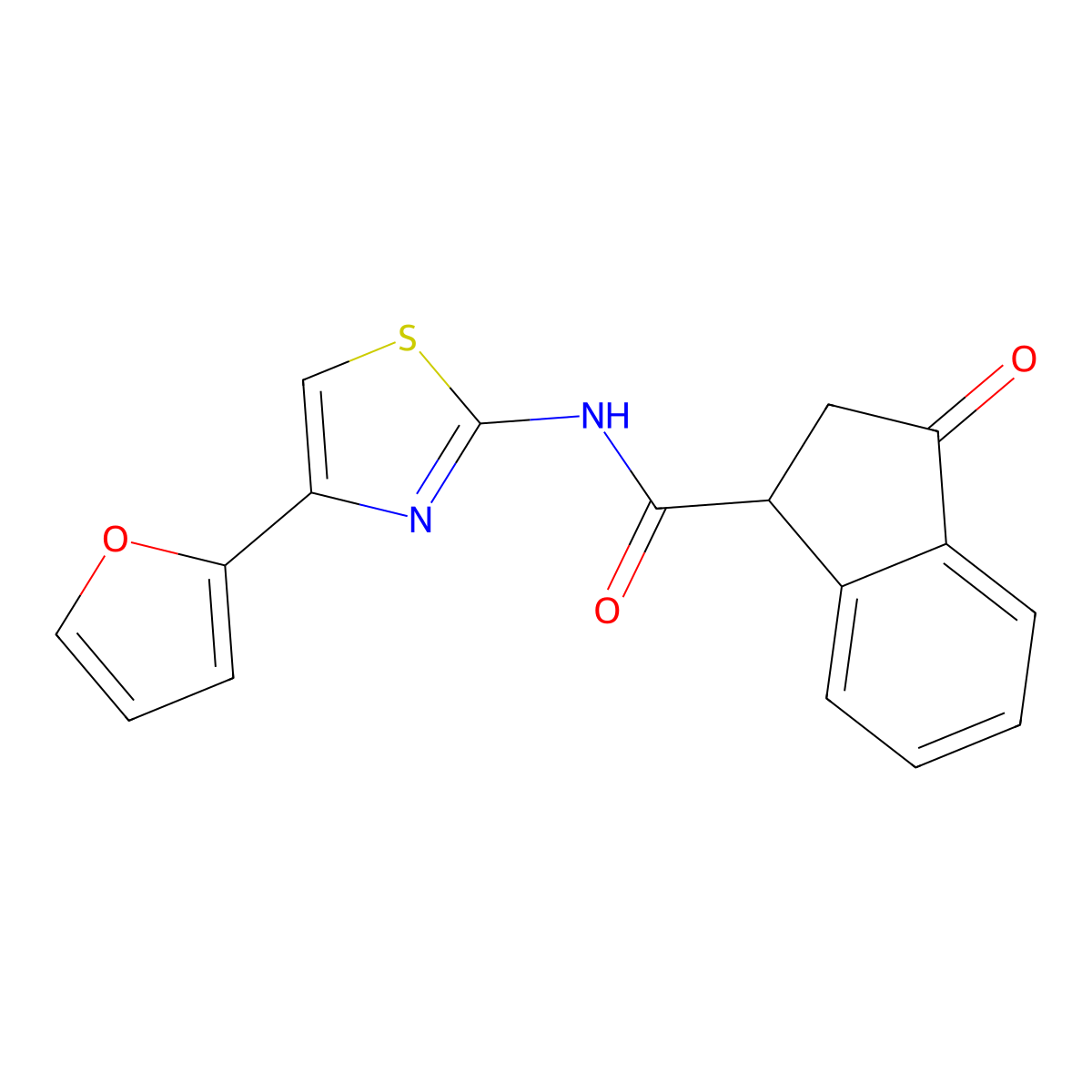 N-(4-(furan-2-yl)thiazol-2-yl)-3-oxo-2,3-dihydro-1H-indene-1-carboxamide molecular structure, CAS 1207048-54-1