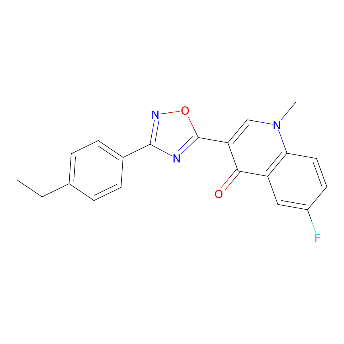 3-[3-(4-ethylphenyl)-1,2,4-oxadiazol-5-yl]-6-fluoro-1-methylquinolin-4(1H)-one molecular structure, CAS 1207048-66-5