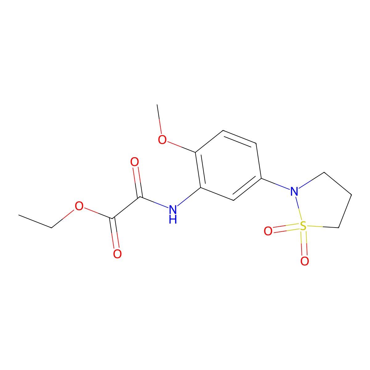 Ethyl 2-((5-(1,1-dioxidoisothiazolidin-2-yl)-2-methoxyphenyl)amino)-2-oxoacetate molecular structure, CAS 1207048-74-5