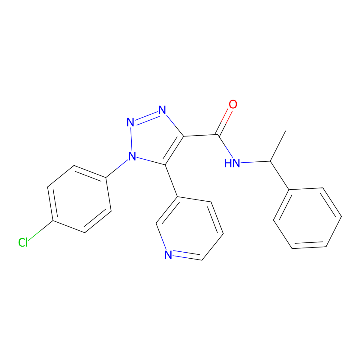1-(4-chlorophenyl)-N-(1-phenylethyl)-5-(pyridin-3-yl)-1H-1,2,3-triazole-4-carboxamide molecular structure, CAS 1207048-78-9