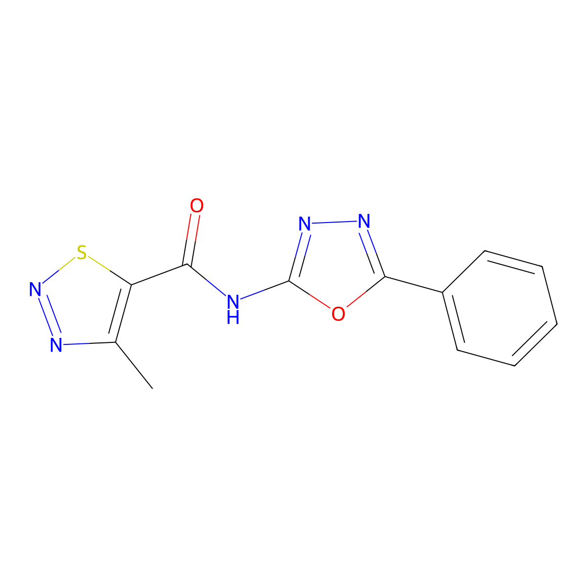 4-methyl-N-(5-phenyl-1,3,4-oxadiazol-2-yl)-1,2,3-thiadiazole-5-carboxamide molecular structure, CAS 1207048-79-0