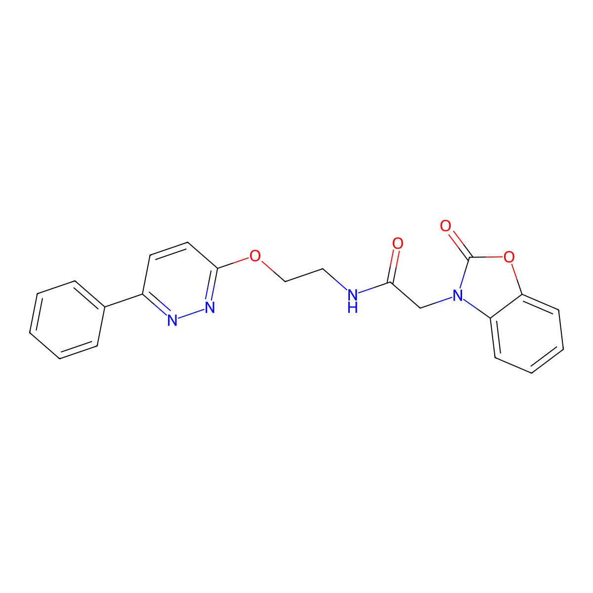 2-(2-oxobenzo[d]oxazol-3(2H)-yl)-N-(2-((6-phenylpyridazin-3-yl)oxy)ethyl)acetamide molecular structure, CAS 1207048-99-4