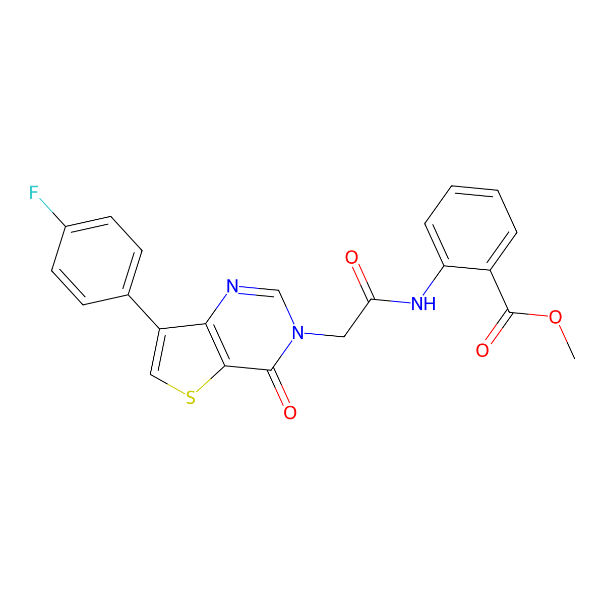 methyl 2-({[7-(4-fluorophenyl)-4-oxothieno[3,2-d]pyrimidin-3(4H)-yl]acetyl}amino)benzoate molecular structure, CAS 1207049-03-3