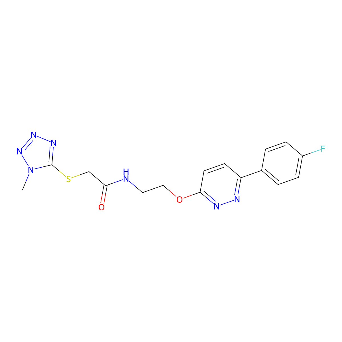 N-(2-((6-(4-fluorophenyl)pyridazin-3-yl)oxy)ethyl)-2-((1-methyl-1H-tetrazol-5-yl)thio)acetamide molecular structure, CAS 1207049-06-6