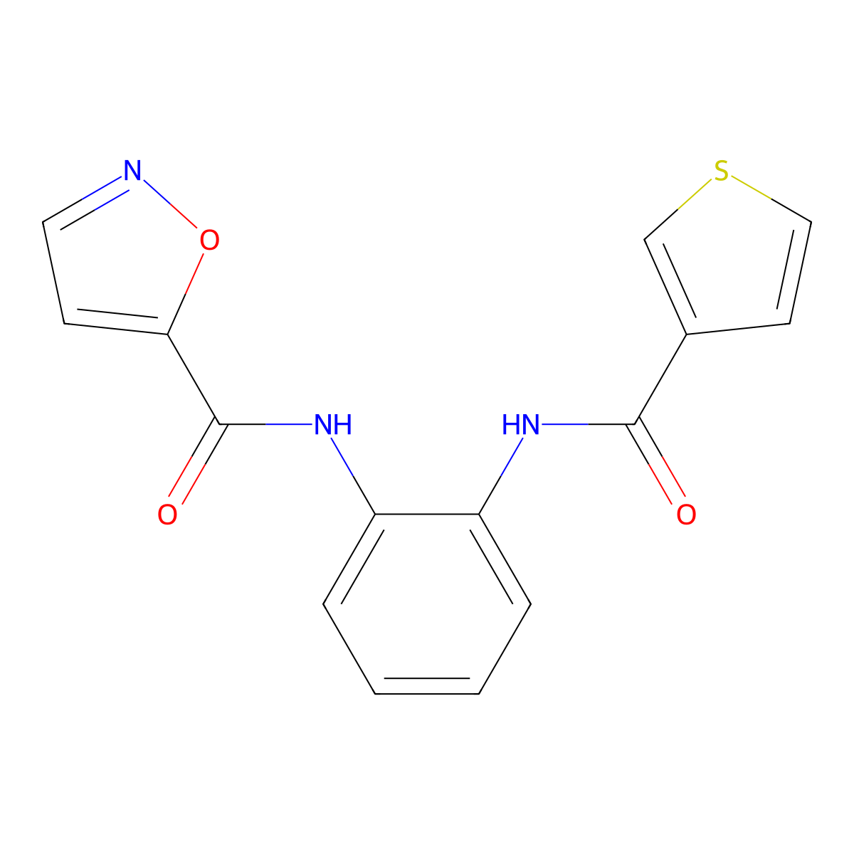 N-(2-(thiophene-3-carboxamido)phenyl)isoxazole-5-carboxamide molecular structure, CAS 1207049-07-7