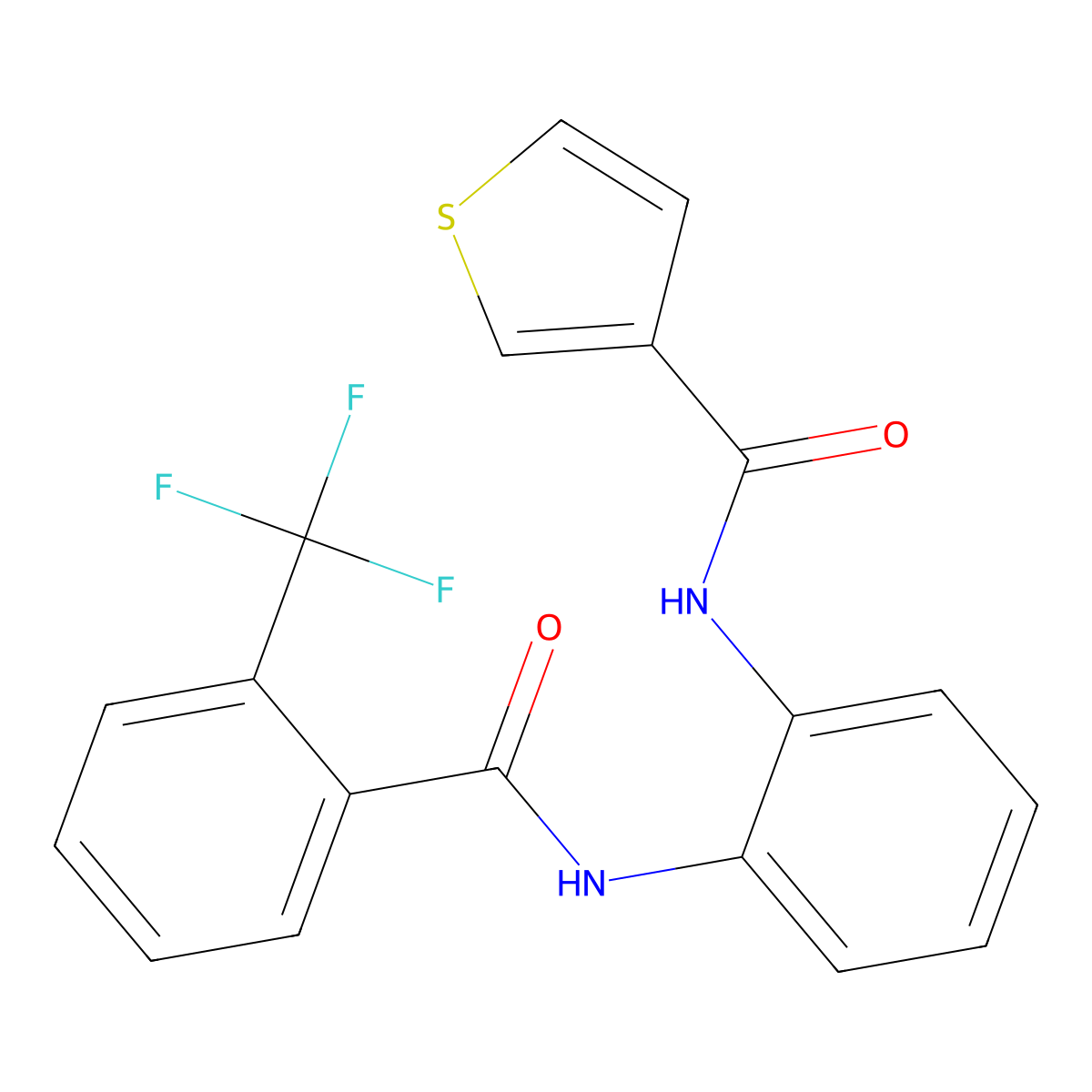 N-{2-[2-(trifluoromethyl)benzamido]phenyl}thiophene-3-carboxamide molecular structure, CAS 1207049-09-9