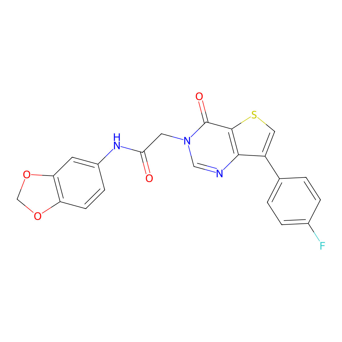 N-1,3-benzodioxol-5-yl-2-[7-(4-fluorophenyl)-4-oxothieno[3,2-d]pyrimidin-3(4H)-yl]acetamide molecular structure, CAS 1207049-14-6