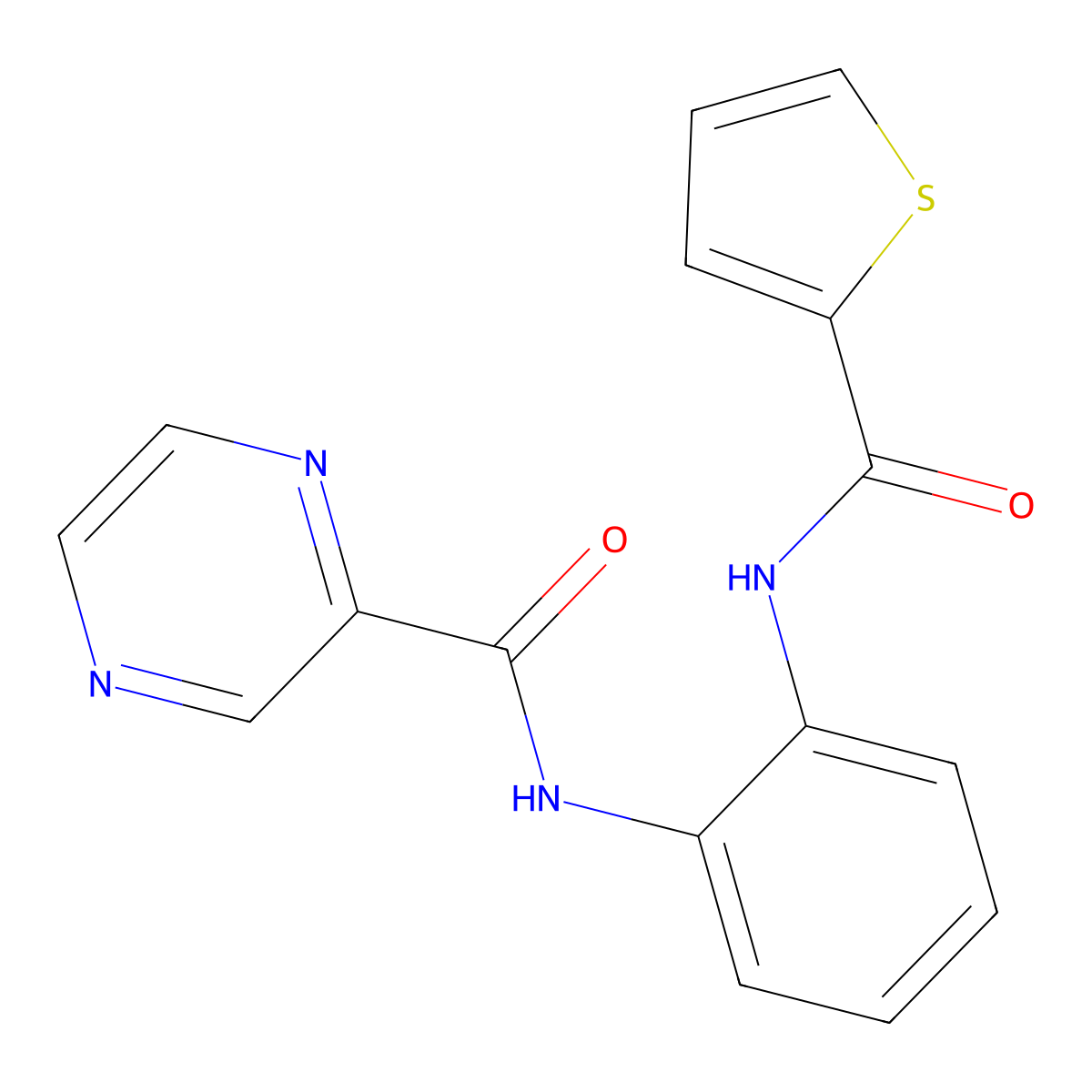 N-[2-(thiophene-2-amido)phenyl]pyrazine-2-carboxamide molecular structure, CAS 1207049-16-8