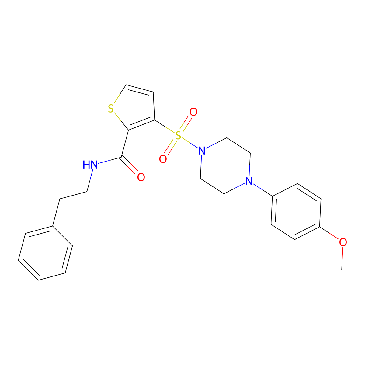 3-{[4-(4-methoxyphenyl)piperazin-1-yl]sulfonyl}-N-(2-phenylethyl)thiophene-2-carboxamide molecular structure, CAS 1207049-24-8