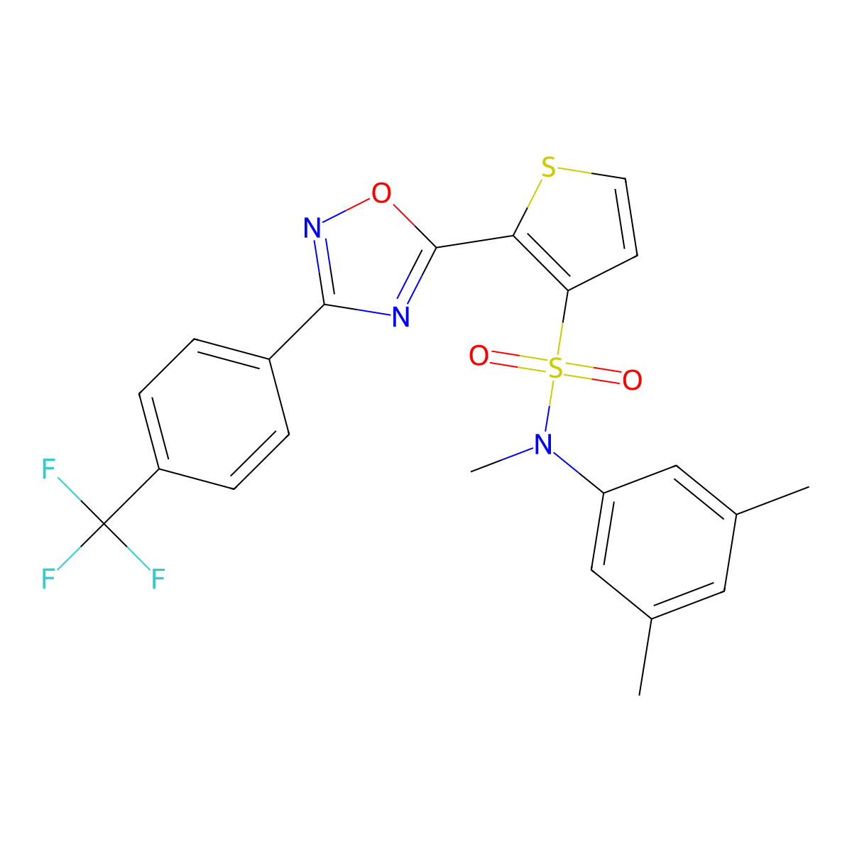 N-(3,5-dimethylphenyl)-N-methyl-2-{3-[4-(trifluoromethyl)phenyl]-1,2,4-oxadiazol-5-yl}thiophene-3-sulfonamide molecular structure, CAS 1207049-36-2
