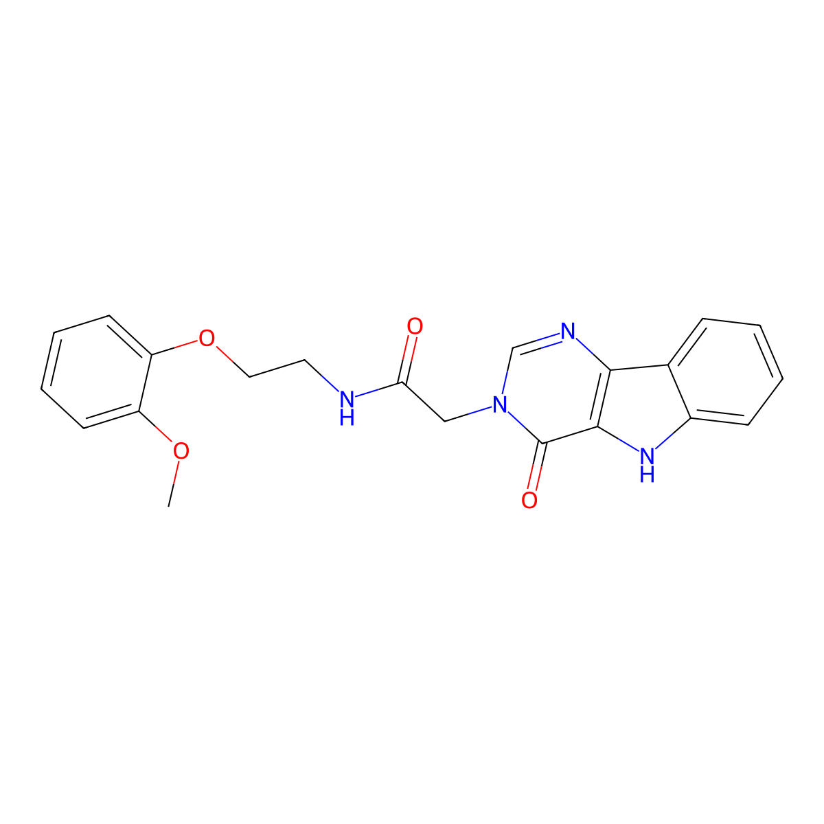 N-(2-(2-methoxyphenoxy)ethyl)-2-(4-oxo-4,5-dihydro-3H-pyrimido[5,4-b]indol-3-yl)acetamide molecular structure, CAS 1207049-37-3