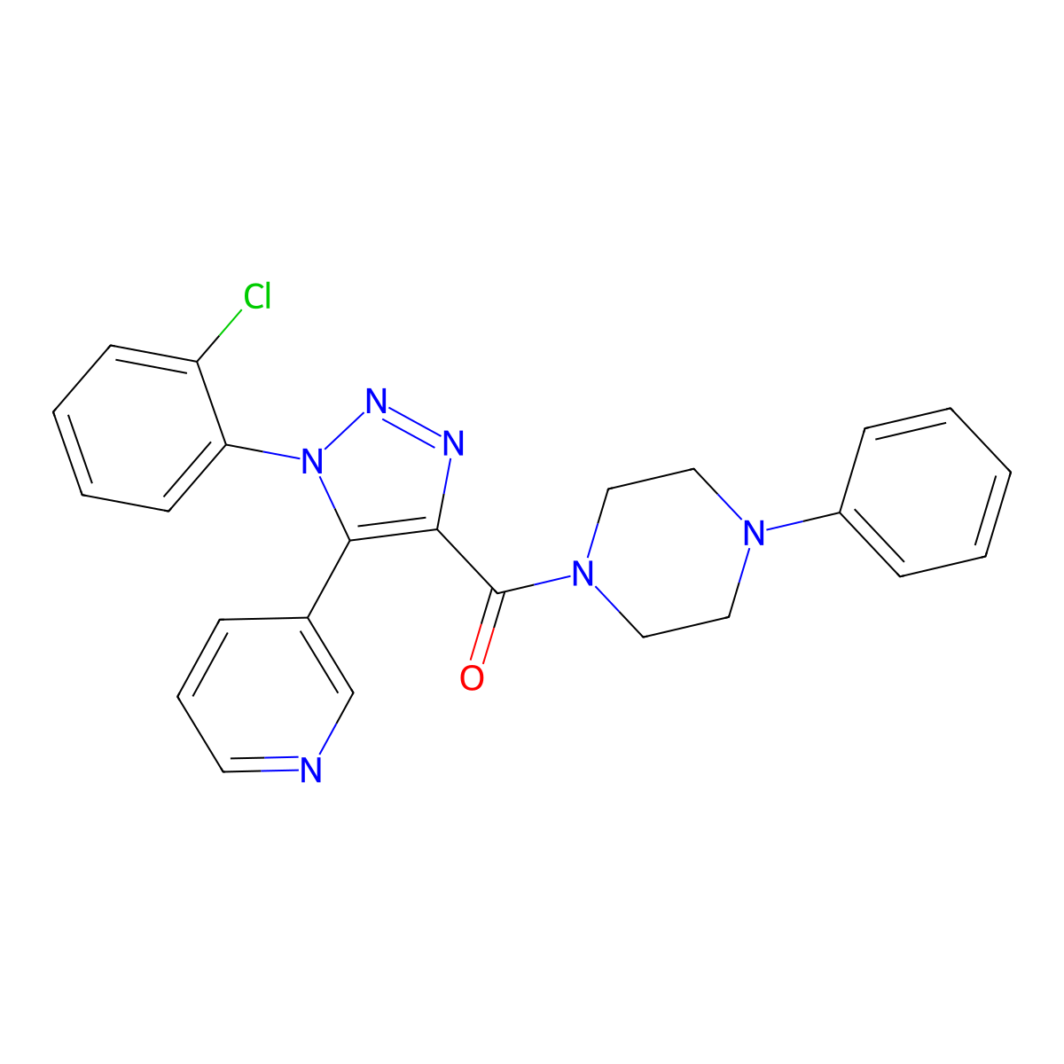 1-[1-(2-chlorophenyl)-5-(pyridin-3-yl)-1H-1,2,3-triazole-4-carbonyl]-4-phenylpiperazine molecular structure, CAS 1207049-47-5
