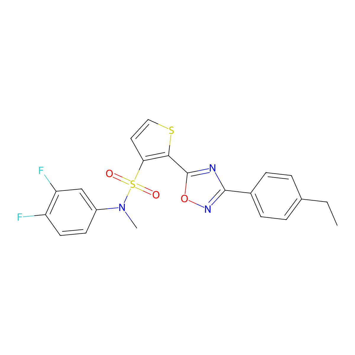 N-(3,4-difluorophenyl)-2-[3-(4-ethylphenyl)-1,2,4-oxadiazol-5-yl]-N-methylthiophene-3-sulfonamide molecular structure, CAS 1207049-49-7