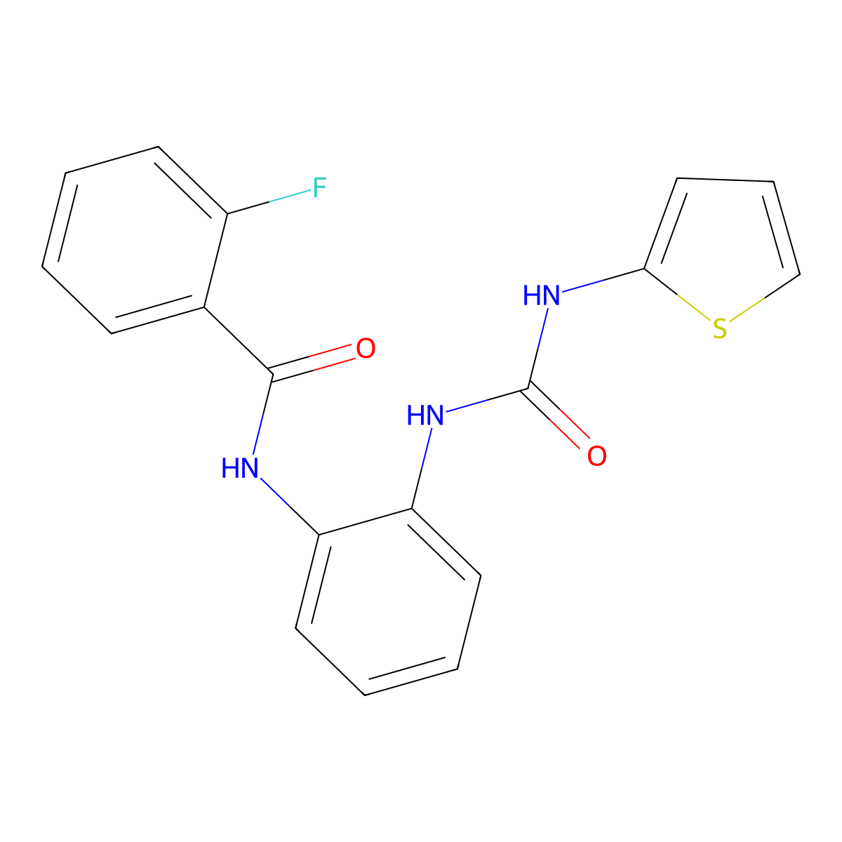 2-fluoro-N-(2-(3-(thiophen-2-yl)ureido)phenyl)benzamide molecular structure, CAS 1207049-52-2