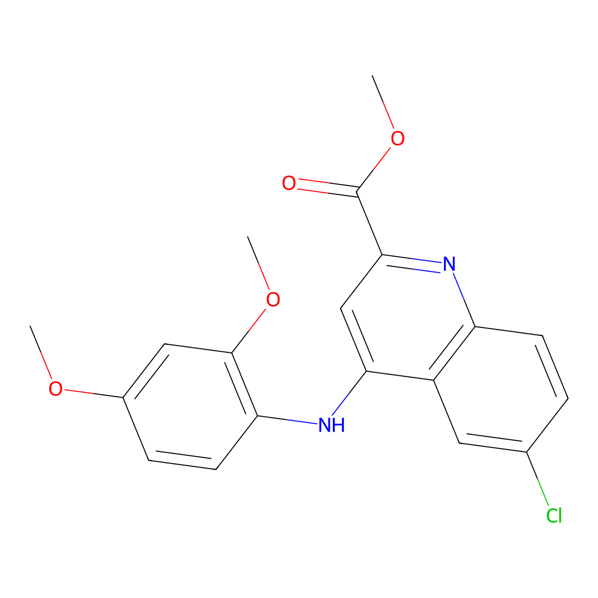 Methyl 6-chloro-4-[(2,4-dimethoxyphenyl)amino]quinoline-2-carboxylate molecular structure, CAS 1207049-57-7