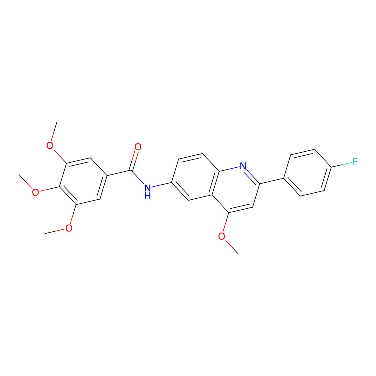 N-[2-(4-fluorophenyl)-4-methoxyquinolin-6-yl]-3,4,5-trimethoxybenzamide molecular structure, CAS 1207049-60-2