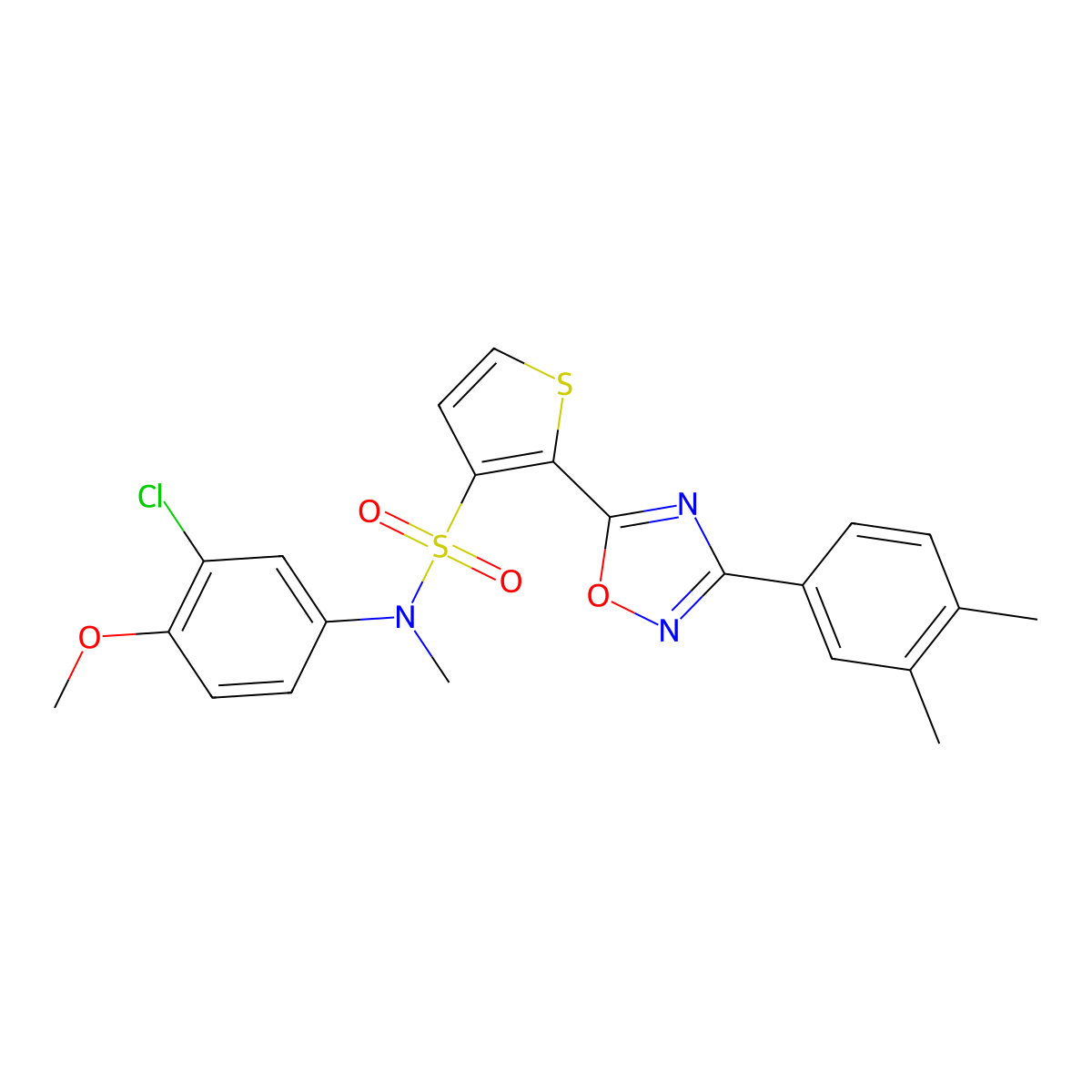 N-(3-chloro-4-methoxyphenyl)-2-[3-(3,4-dimethylphenyl)-1,2,4-oxadiazol-5-yl]-N-methylthiophene-3-sulfonamide molecular structure, CAS 1207049-61-3