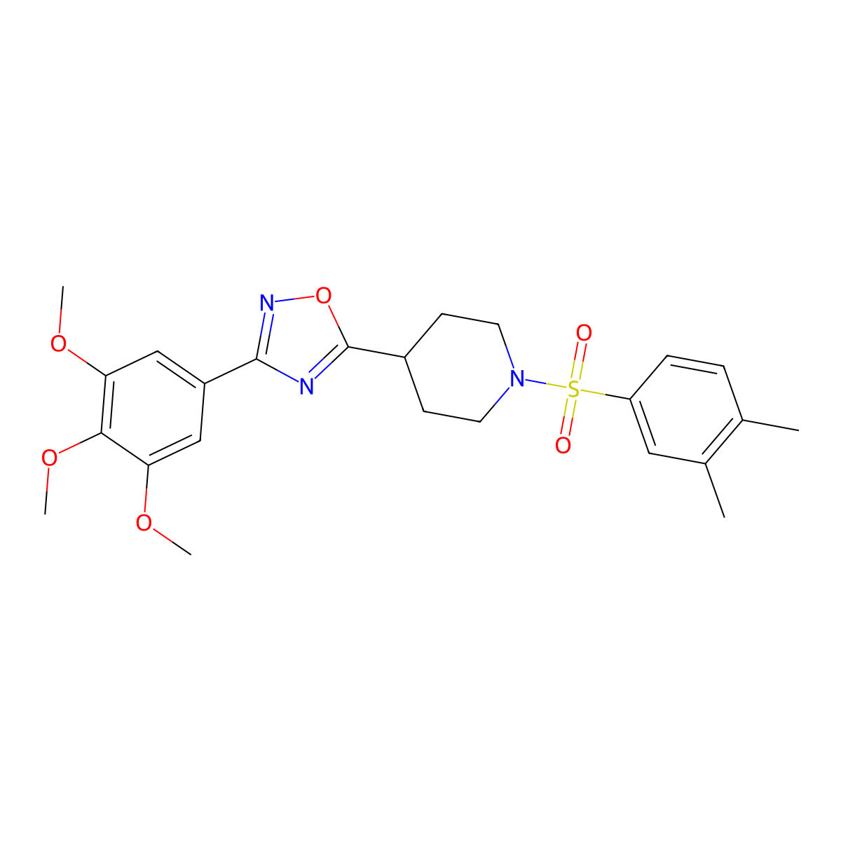 1-(3,4-Dimethylbenzenesulfonyl)-4-[3-(3,4,5-trimethoxyphenyl)-1,2,4-oxadiazol-5-yl]piperidine molecular structure, CAS 1207049-64-6