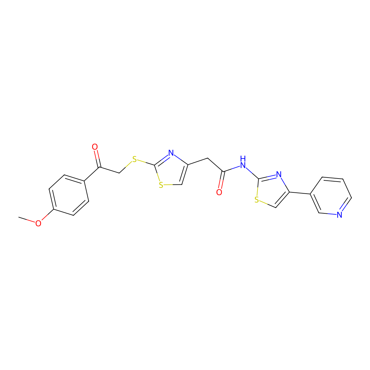 2-(2-((2-(4-methoxyphenyl)-2-oxoethyl)thio)thiazol-4-yl)-N-(4-(pyridin-3-yl)thiazol-2-yl)acetamide molecular structure, CAS 1207049-65-7
