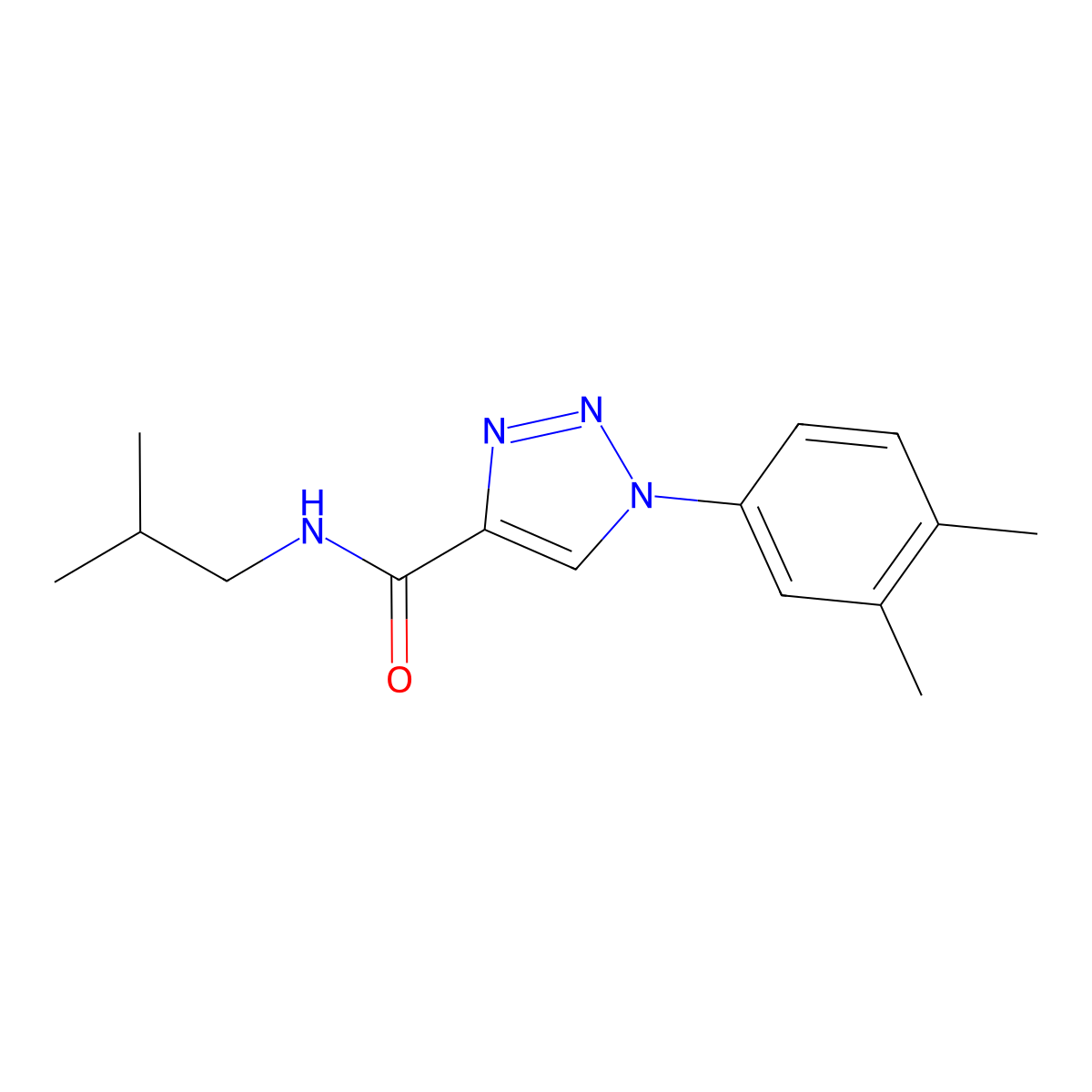 1-(3,4-dimethylphenyl)-N-(2-methylpropyl)-1H-1,2,3-triazole-4-carboxamide molecular structure, CAS 1207049-67-9