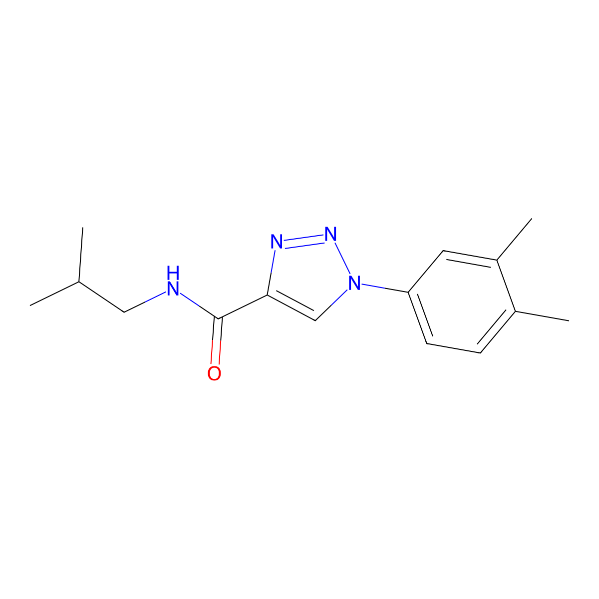 1-(3,4-dimethylphenyl)-N-(2-methylpropyl)-1H-1,2,3-triazole-4-carboxamide molecular structure, CAS 1207049-67-9