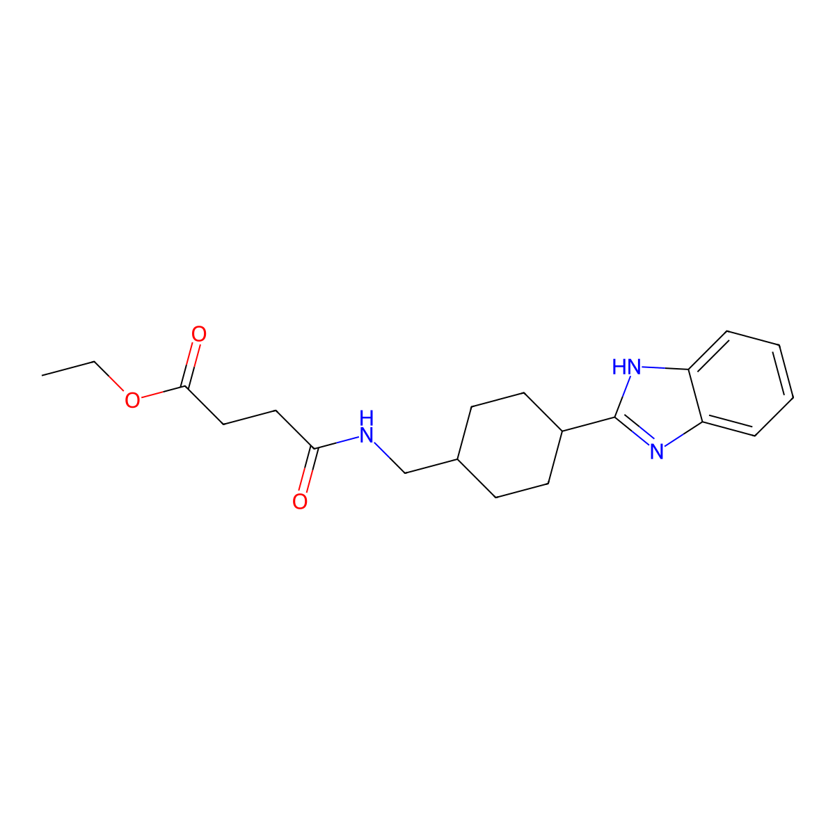 ethyl 4-(((4-(1H-benzo[d]imidazol-2-yl)cyclohexyl)methyl)amino)-4-oxobutanoate molecular structure, CAS 1207049-69-1
