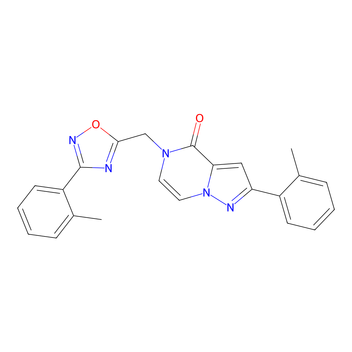 2-(o-tolyl)-5-((3-(o-tolyl)-1,2,4-oxadiazol-5-yl)methyl)pyrazolo[1,5-a]pyrazin-4(5H)-one molecular structure, CAS 1207049-74-8